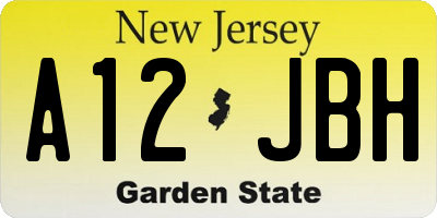 NJ license plate A12JBH