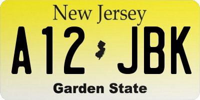 NJ license plate A12JBK