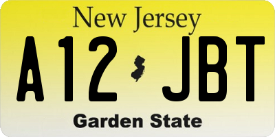 NJ license plate A12JBT