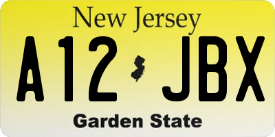 NJ license plate A12JBX