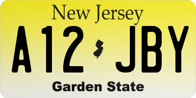 NJ license plate A12JBY