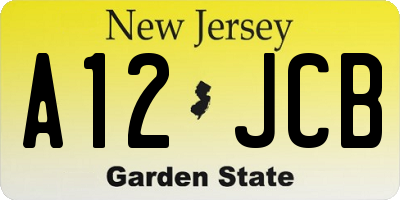 NJ license plate A12JCB