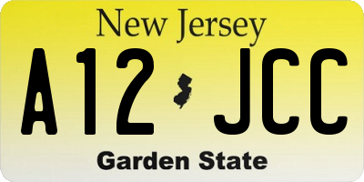 NJ license plate A12JCC