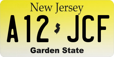NJ license plate A12JCF