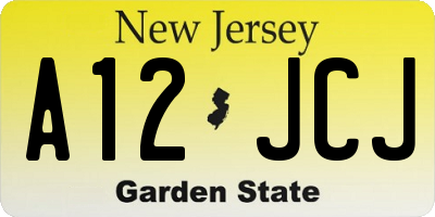 NJ license plate A12JCJ