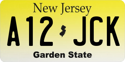 NJ license plate A12JCK
