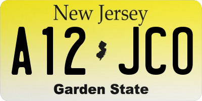 NJ license plate A12JCO