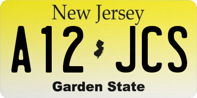 NJ license plate A12JCS