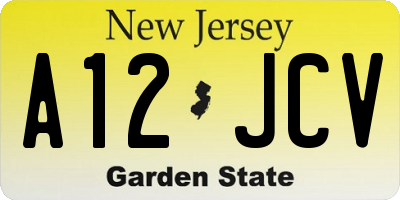NJ license plate A12JCV