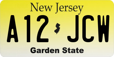 NJ license plate A12JCW