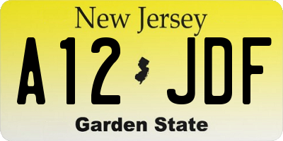 NJ license plate A12JDF