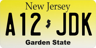 NJ license plate A12JDK