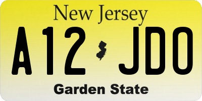 NJ license plate A12JDO