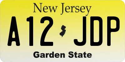 NJ license plate A12JDP