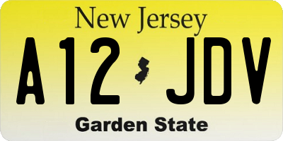 NJ license plate A12JDV