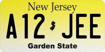 NJ license plate A12JEE