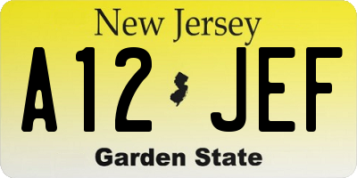NJ license plate A12JEF