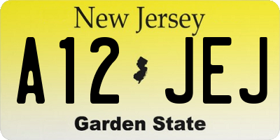 NJ license plate A12JEJ