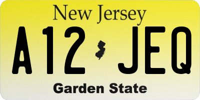 NJ license plate A12JEQ