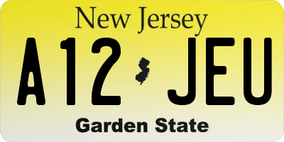 NJ license plate A12JEU