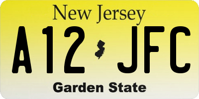 NJ license plate A12JFC