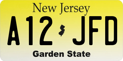 NJ license plate A12JFD