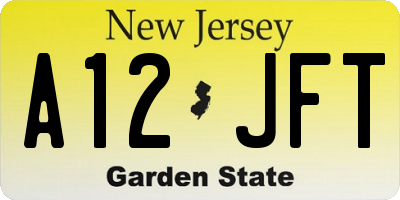 NJ license plate A12JFT
