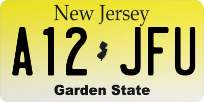 NJ license plate A12JFU