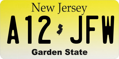 NJ license plate A12JFW