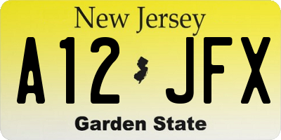 NJ license plate A12JFX