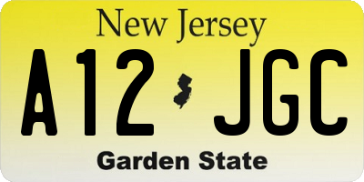 NJ license plate A12JGC