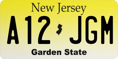 NJ license plate A12JGM