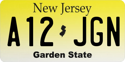 NJ license plate A12JGN