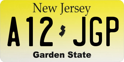 NJ license plate A12JGP