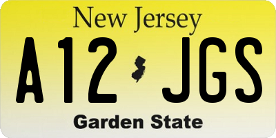 NJ license plate A12JGS