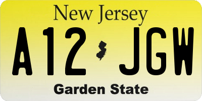 NJ license plate A12JGW