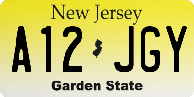NJ license plate A12JGY