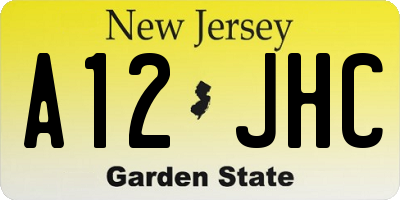 NJ license plate A12JHC