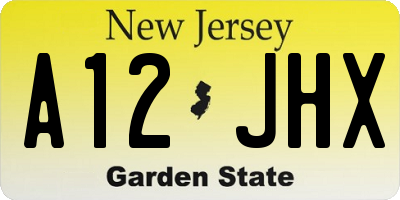 NJ license plate A12JHX