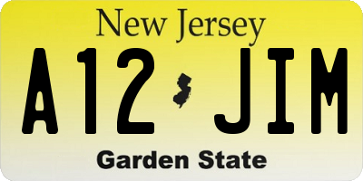 NJ license plate A12JIM