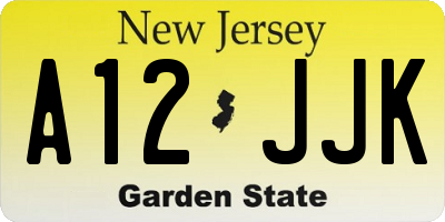 NJ license plate A12JJK