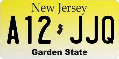 NJ license plate A12JJQ