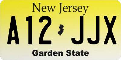 NJ license plate A12JJX