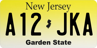 NJ license plate A12JKA