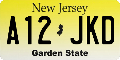 NJ license plate A12JKD