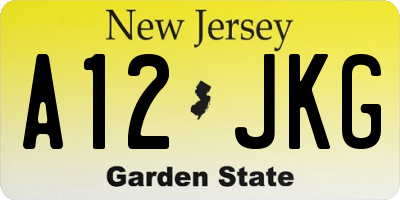 NJ license plate A12JKG