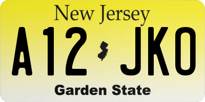 NJ license plate A12JKO