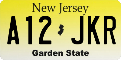 NJ license plate A12JKR