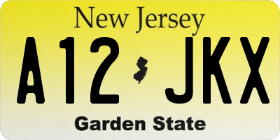 NJ license plate A12JKX