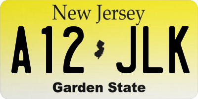 NJ license plate A12JLK